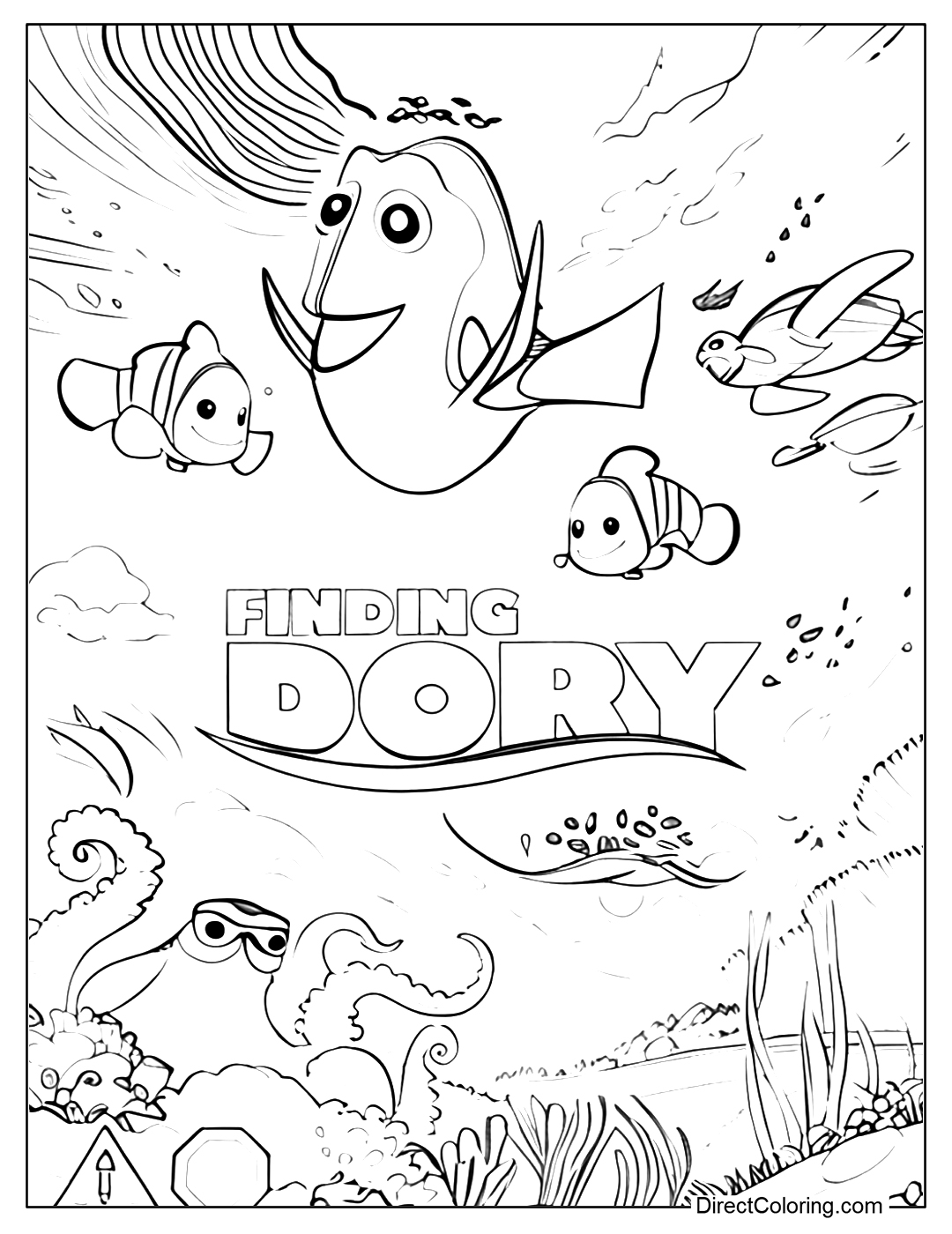 Finding Dory Coloring Page Printable